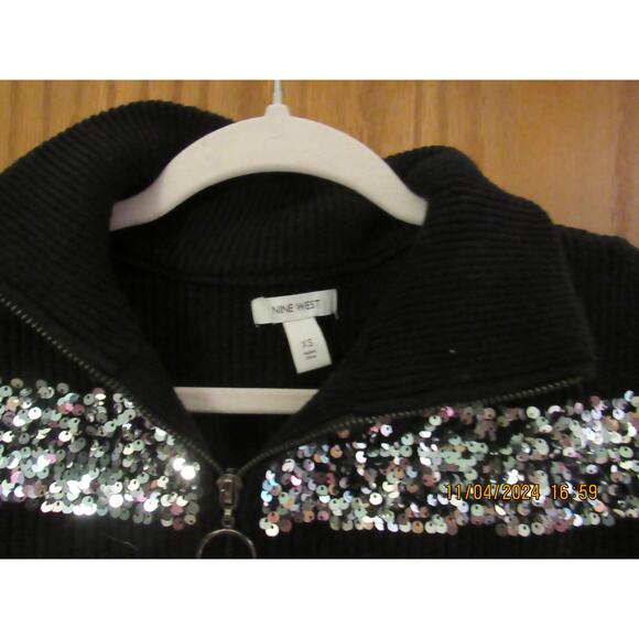Nine West Glitter-Kissed Sweater – Small, ¾ Zip Style - Picture 5 of 5